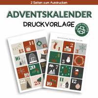 Adventskalender Zahlen zum Ausdrucken – PDF Druckvorlage für DIY Adventskalender & Bastelprojekte