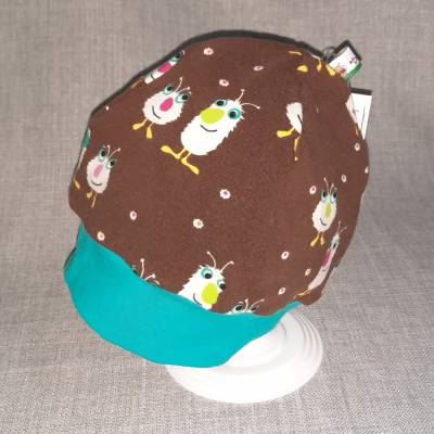 Wende-Beanie KU 47-50cm, Wendemütze, 2-in-1 Mütze mit Bündchen, doppellagige Mütze,