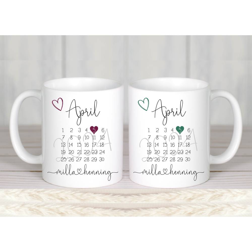 Hochzeitsgeschenk personalisiert Tassen Set mit Namen Brautpaar Hochzeit Geschenk Kaffeetasse