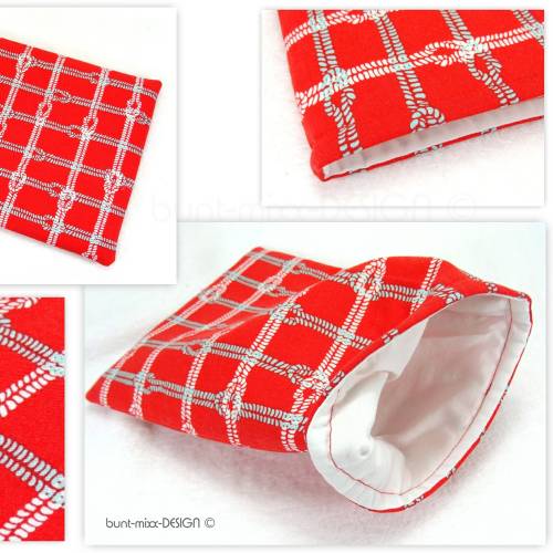 eReader Schutzhülle Knoten maritim Gr.S Tablet Stoffhülle Etui Hülle rot weiß Knotenmuster, BuntMixxDESIGN