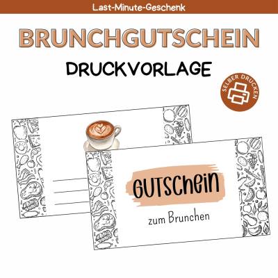 Gutschein für Brunch Druckvorlage - Gutschein Vorlage als Last Minute Geschenk zum Selberdrucken - Digitaler Download