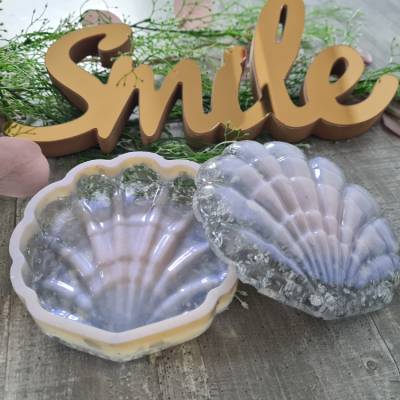 Muschelschale mit Deckel Epoxidharz individuell nach Wunsch