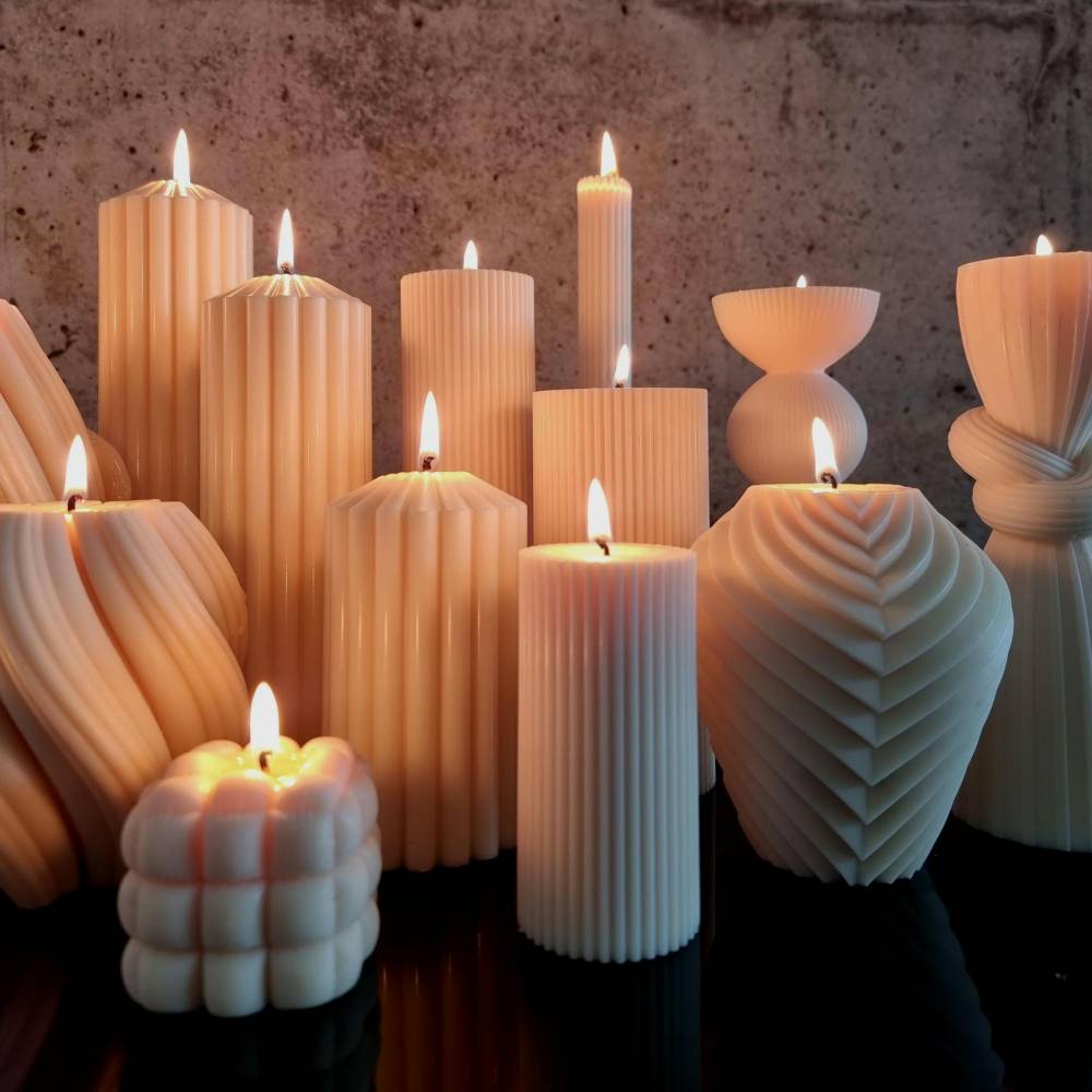 2er-Set ästhetische U- & S-förmige Duftkerzen – Minimalistisch, Geometrisch, Aus Sojawachs, Weiß, Für Hochzeit, Weihnachten, Geburtstag Oder Als Deko-Geschenk