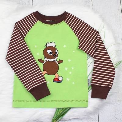 Langarmshirt | Pittiplatsch | Schnatterinchen | Moppi | Pullover | Raglan | Raglanshirt | handmade | hellgrün | braun
