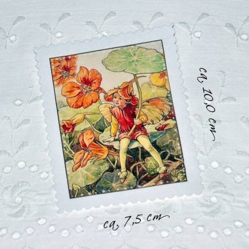 Patches Aufnäher Applikation Kapuzinerkresse Fee Flower Fairy Elfe Basteln Nähen Patchwork