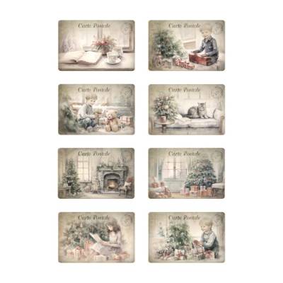 Aufkleber - Etiketten - Papier - Folie - Vintage - Weihnachten - Christmas - Carte Postale- 1378