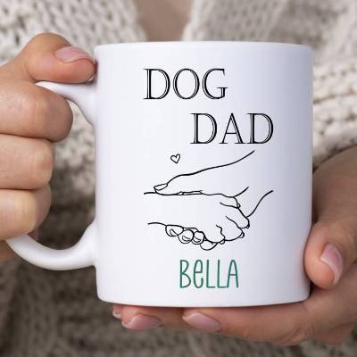 Kaffeetasse Dog Dad, Tasse Hundepfote Namen, Geschenk Hundebesitzer, Tasse Hundebesitzerin