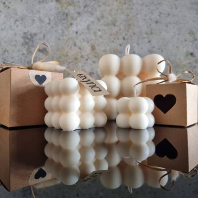 Bubble Cube Kerze – Handgemachte Stilvolle Sojawachs-Kerze in modernem Design, dekorativ und nachhaltig
