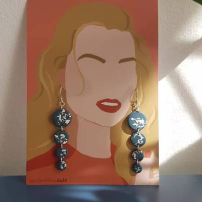 Statement Ohrringe, Unikate aus Polymerclay, 925 Silber Hacken