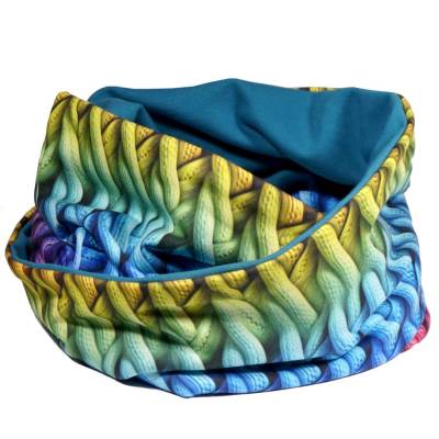 Loopschal Regenbogen Strick – Handgenähter Unisex Schlauchschal aus Baumwollsweat