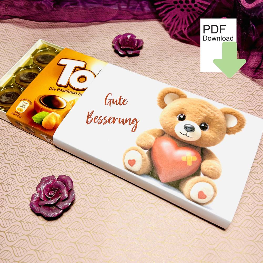 Gute Besserung Geschenk, Mutmacher, Genesung, Schokoladen Banderole, Toffifee Verpackung, kleine Aufmerksamkeit, PDF Bild 1