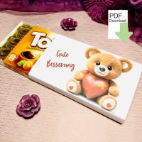 Gute Besserung Geschenk, Mutmacher, Genesung, Schokoladen Banderole, Toffifee Verpackung, kleine Aufmerksamkeit, PDF