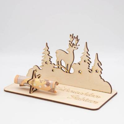 Geldgeschenk Weihnachten Hirsch- aus Holz personalisiert