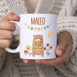 Geschenk personalisierte Tasse Kind, Namenstasse Bär, Geschenk mit Namen, Kindertasse Motivwahl
