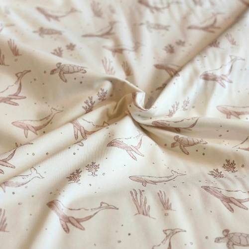ab 50cm Jersey Meerestiere beige - Aquarell Druckstoff