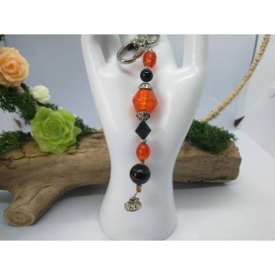 stylischer Schlüsselanhänger "Halloween Kürbis" orange-schwarz
