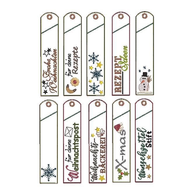 Stickdatei Weihnachten Advent Etuis Stifteetui schmal für einen oder zwei Kugelschreiber Bild 2