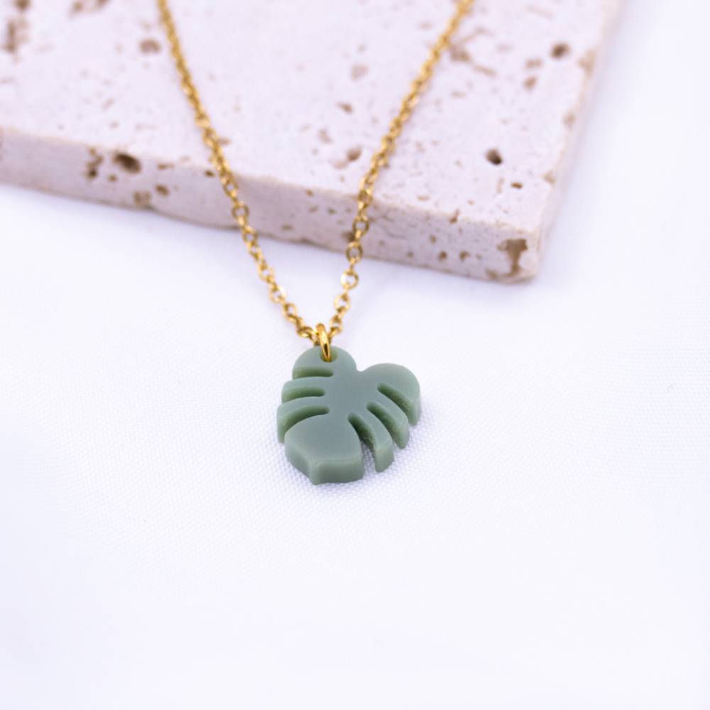 Halskette Monstera Acryl Zimmerpflanze - Kette Topfpflanze Anhnger -  allergikerfreundlich Geschenk Schmuck Charm