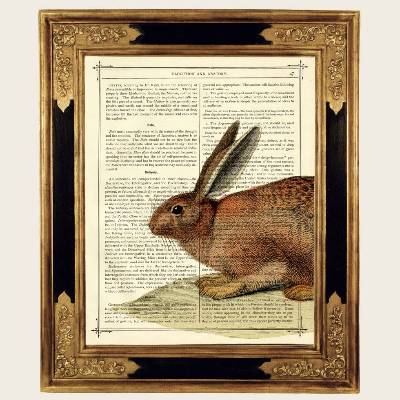 Hase Kaninchen Häschen Wörterbuch Kunstdruck Ostern - Steampunk Druck auf antiker viktorianischer Buchseite
