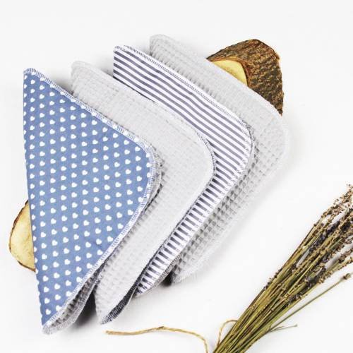 Küchentücherset 4 Stück aus Waffelpique und Baumwolle grau hellgrau webware küchenrolle wiederverwendbar zerowaste nachh
