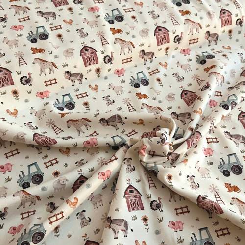 ab 50cm Jersey Bauernhof Watercolor - Aquarell Druckstoff DIY Geschenkidee Geburt