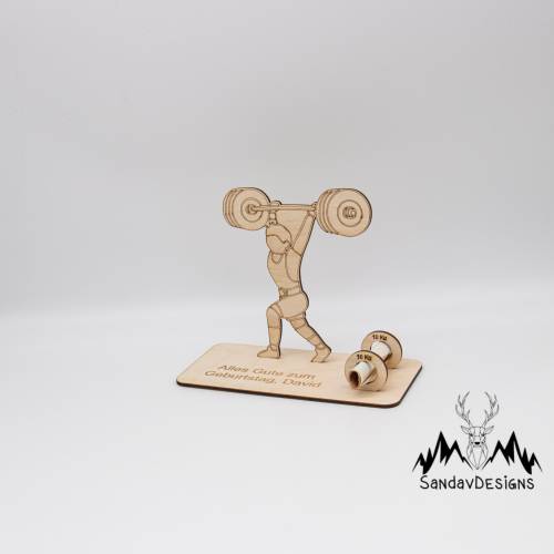 Geldgeschenk Kraftsport - aus Holz personalisiert