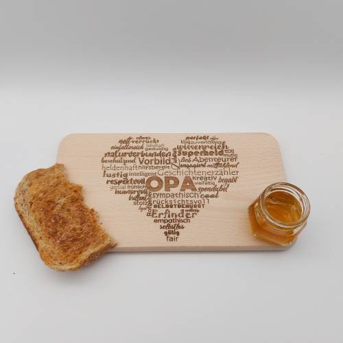 Frühstücksbrettchen Opa Herz / Geschenk zu Vatertag / Opatag / Geburtstag / Schneidebrett / Vesperbrett / Holz
