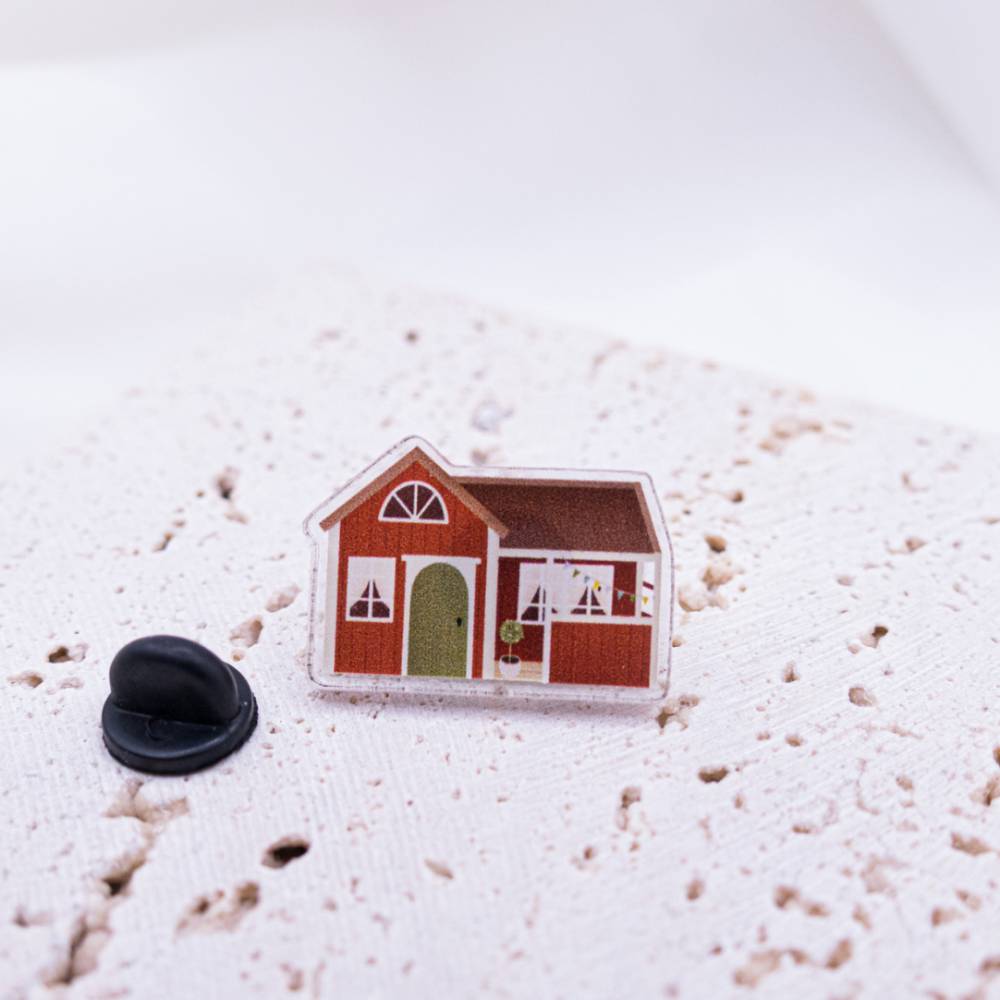 Pin Schweden Haus Acryl Skandinavien Akrylpin Geschenk Schweden Häuschen