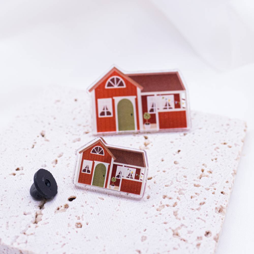 Pin Schweden Haus Acryl Skandinavien Akrylpin Geschenk Schweden Häuschen