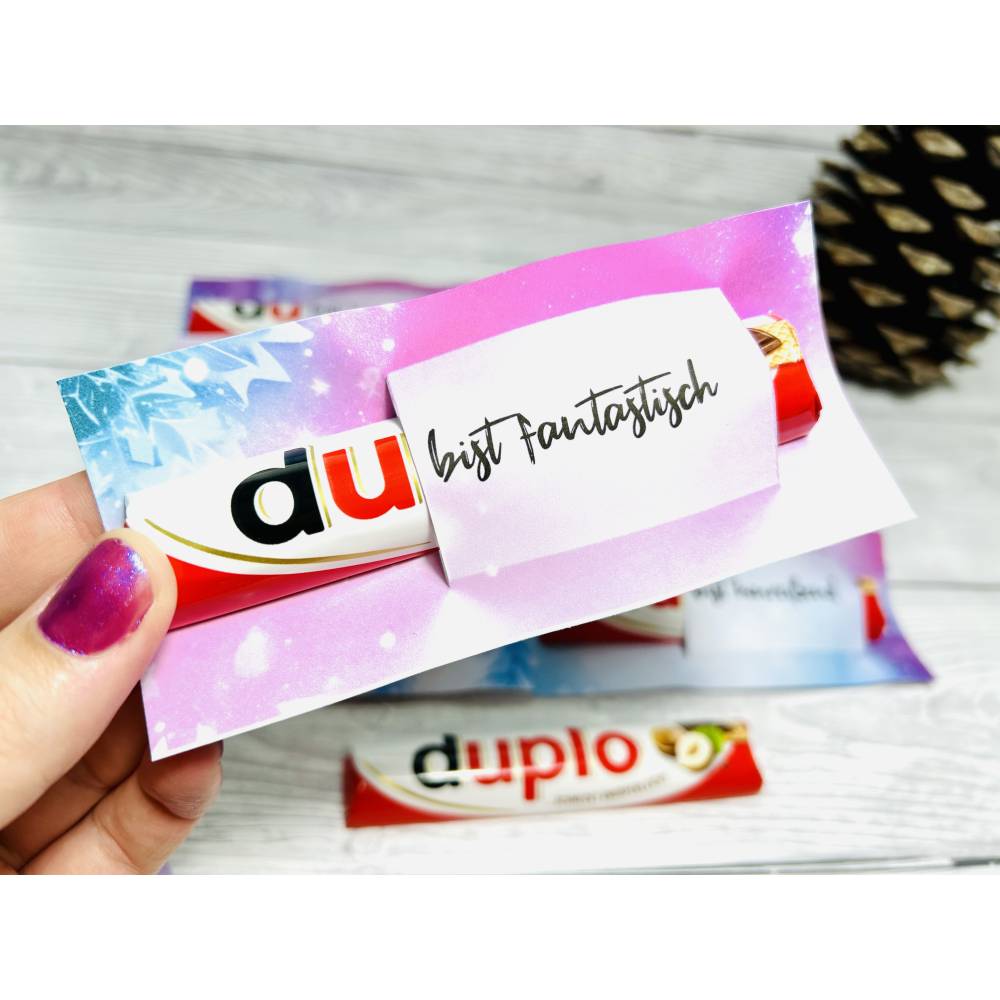Produktbild von Personalisierte Banderole Mit Rubbelherz + 10 Sticker – Z.B. Für Duplo, Weihnachtsgeschenk Mit Eigener Botschaft