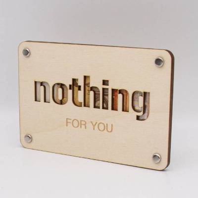 Holzkarte - Geschenkkarte -  Geldgeschenk nothing