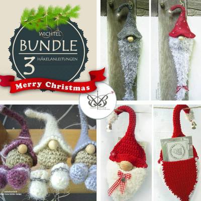 Bundle Christmas 2 - Sparpaket mit 3 Wichtel-Häkelanleitungen - Snorre, Snorrling und Glückswichtel Gunnie