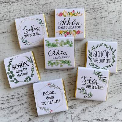 Gastgeschenk Hochzeit | Schokolade Schokotäfelchen | Schön, dass Du da bist!