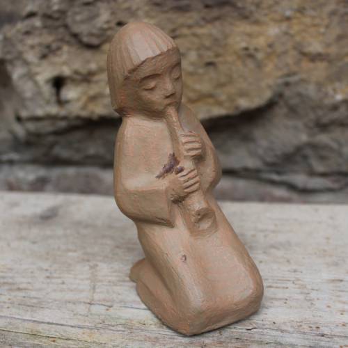 Mädchen mit Flöte JB Keramikfigur Handarbeit Vintage 60er Jahre
