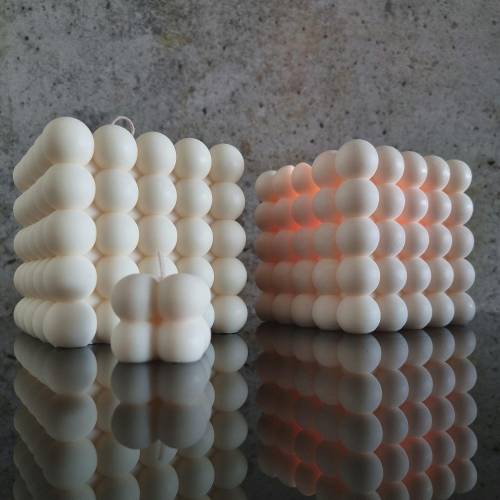 Bubble Cube Kerze – Handgemachte Sojawachs-Kerze in modernem Design, dekorativ und nachhaltig