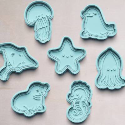 Meerestiere II Keksausstecher | Cookie Cutters | Ausstechform | Keksform | Rochen | Seepferd | Tintenfisch