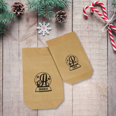 Geschenktüte Schneekugel personalisiert | Perfekt für Weihnachten | Geschenkverpackung für kleine Geschenke