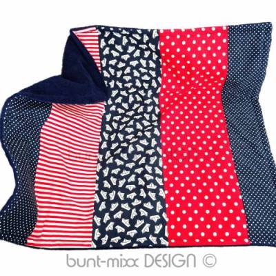 Decke, Kuscheldecke, zauberhafte Babydecke, maritim, Segelboote, blau weiß rot, 60x70cm, made by BuntMixxDESIGN