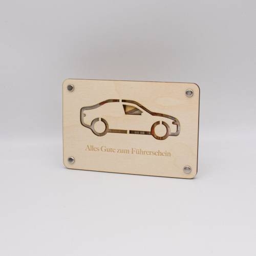 Holzkarte - Geschenkkarte -  Geldgeschenk Führerschein