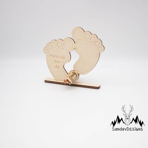Geldgeschenk zur Geburt - Baby - aus Holz personalisiert