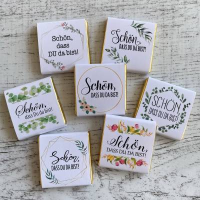 Gastgeschenk Geburtstag | Schokolade Schokotäfelchen | Schön, dass Du da bist!