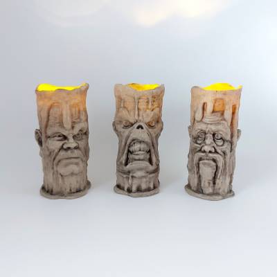 Halloween Teelichthalter Monster Gesichter / Kerzenständer gruselig Deko / Kerzenhalter / LED-Teelicht / Kerze