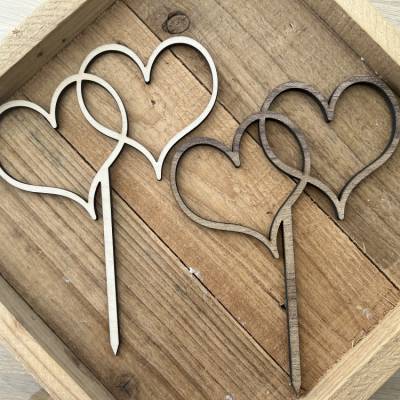Caketopper mit 2 Herzen,verschiedene Größen und Farben, Hochzeit, Verlobung, Valentinstag