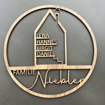 Dekoring „Familie“, personalisiert, Familienschild, Familienname, verschiedene Farben und Größen