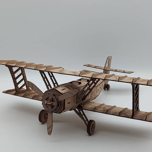 3D Puzzle: Biplane, Doppeldecker Flugzeug Zweisitzer, DIY Holzbausatz lasergeschnitten, Modellbausatz, Holzmodell