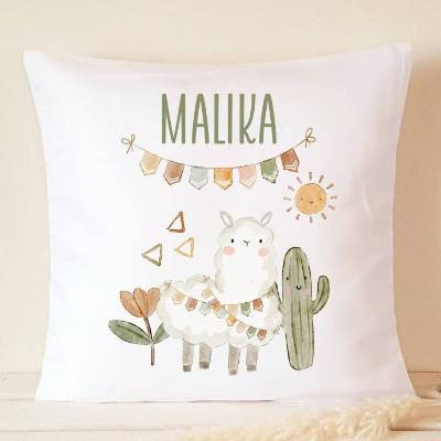 Kissen Kind personalisiert Lama Kinderkissen Boho