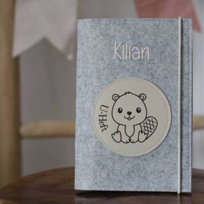 Personalisierte Untersuchungshefthülle für Kinder mit Biber-Motiv
