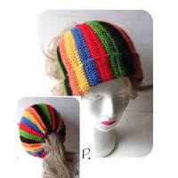 Dreadlocks Mütze, Longbeanie mit Öffnung, Hippie-Beanie / verschiedene Tragevariationen / Gr.: S-M