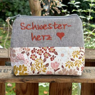 Schwesterherz // Schminktasche // Kosmetiktasche // Geschenk // Schminktäschchen // Kulturbeutel