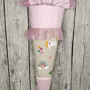 Einhorn Schultüte aus Stoff in rosa / 70cm/ für Mädchen wahlweise mit Kissen